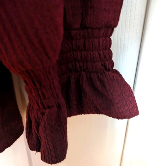 Michael Kors Long Sleeve Peasant Style Blouse Merlot/Burgundy - Picture 6 of 15